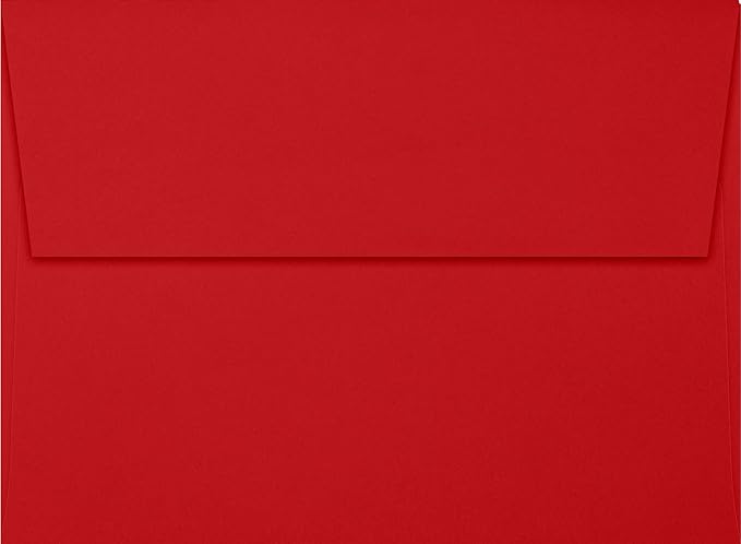 LUXPaper A7 Invitation Envelopes | 5 1/4" x 7 1/4" | Holiday Red | 60lb. Text | 50 Qty