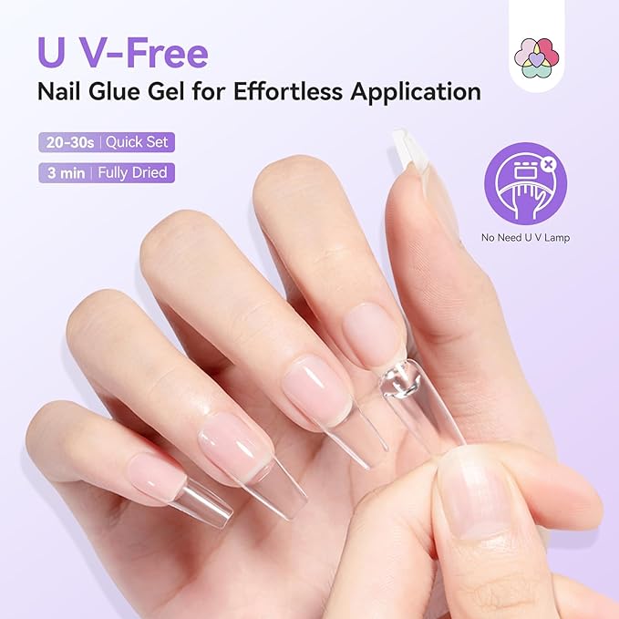 SAVILAND Semi Solid Nail Glue No U V Light Needed: 20g Super Strong Gel Nail Glue for Press Ons 30-Day Long Lasting Quick Drying False Nail Glue Gel Adhesive Rich in Castor Oil Vitamin E