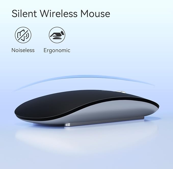 TENMOS M18 Bluetooth Mouse,USB C Rechargeable Wireless Mouse-Matte Black | Tri-Mode BT5.1/5.0+2.4G, Silent, Portable, Battery Level Visible, USB Receiver,Type C Adapter, for Laptop/Macbook/iPad/PC