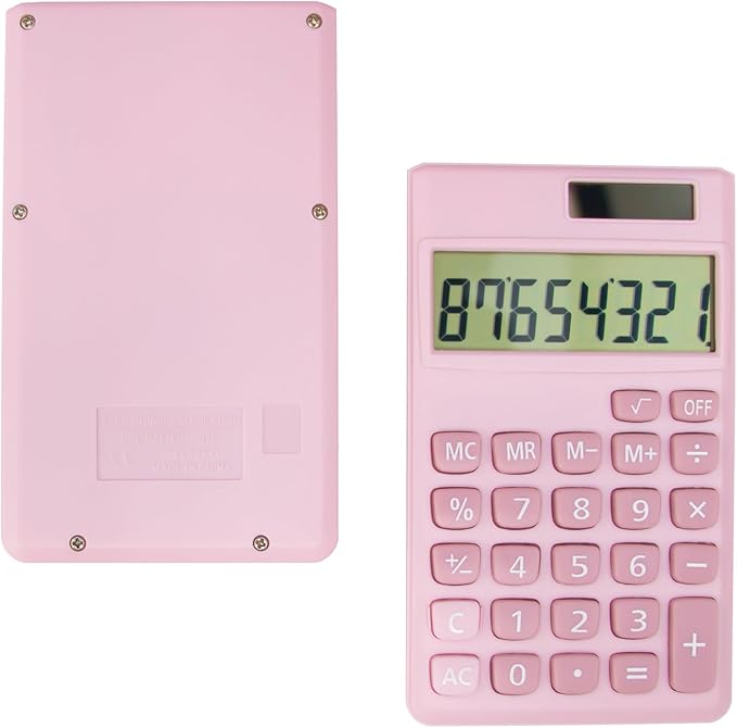 Basic Standard Calculators Small Digital Desktop Calculator with 8-Digit LCD Display, Battery Solar Power Smart Calculator Children's School Adult Office Family Standard Functions (8 Bit Pink)