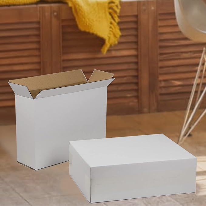 12x9x4 Inches Shipping Boxes, White Corrugated Cardboard Boxes for Small Bussiness, 25 Pack