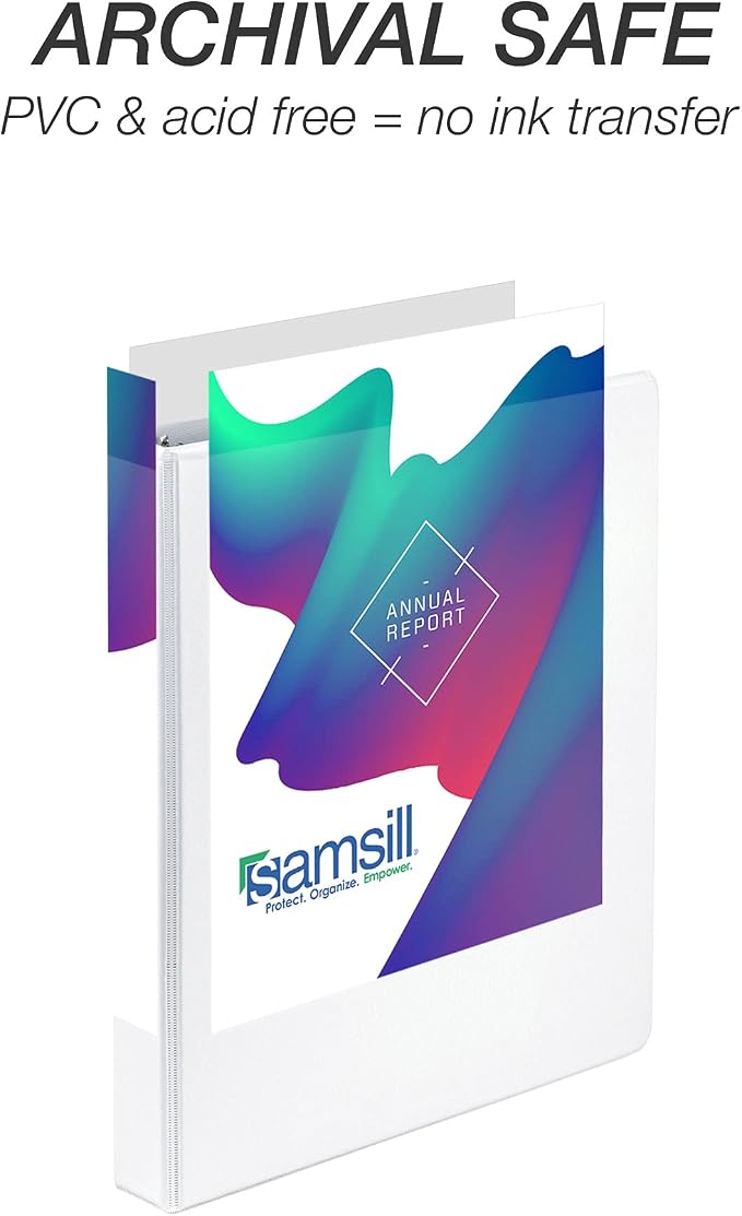 Samsill Durable 1 inch 3 Ring Binder, D Ring Binder, 100% Recycled Chipboard, White, Pallet of 576 Binders in 24 Cartons