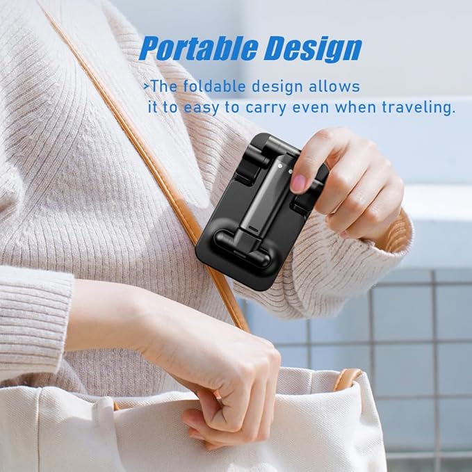 Cell Phone Stand, Angle Height Adjustable Cell Phone Holder with Silicon Pad for Desk Fully Forldable Mobile Phone Holder Compatible with All Mobile Phones, MT-6, (Green)