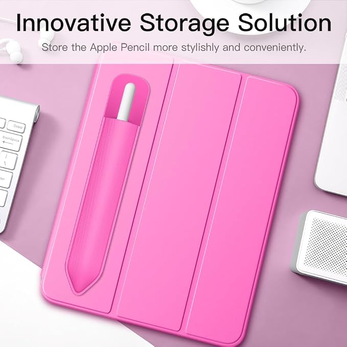 MoKo Adhesive Pencil Case Holder Sticker for Apple Pencil, Persian Pink | Elastic Pencil Pocket Pouch, Adhesive Sleeve, Attached to iPad Case, For Pro/USB-C/1st/2nd Gen and Similarly Stylus Pens