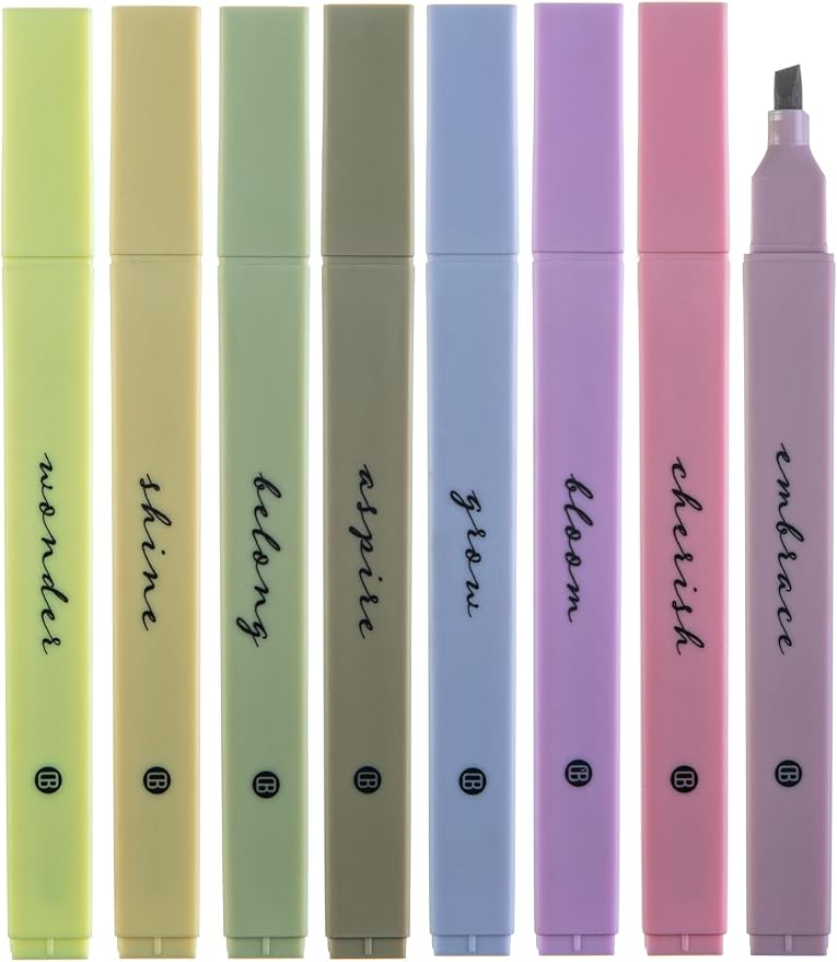 DIVERSEBEE Bible Highlighters with Soft Chisel Tip, No Bleed (Figs) | 8 Pack Assorted Colors Pens, Quick Dry, Cute Aesthetic Markers, Bible Study Journaling Supplies and Accessories