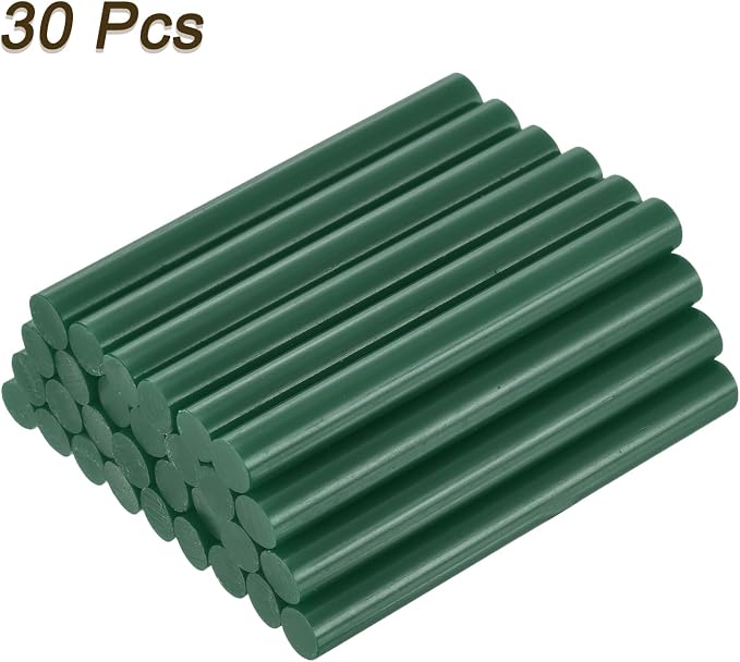 uxcell 30pcs Mini Hot Glue Gun Sticks 4-inch x 0.43-inch High Sticky Large Hot Glue Sticks for Glue Gun, Dark Green