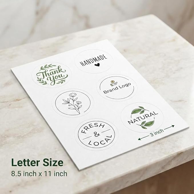 3" Round Labels Printable, Matte White Circle Stickers for Inkjet & Laser Printer, Permanent Adhesive Blank Sticker Paper, 40 Sheets, 240 Labels, for Product Merchandising, Favors and Crafts