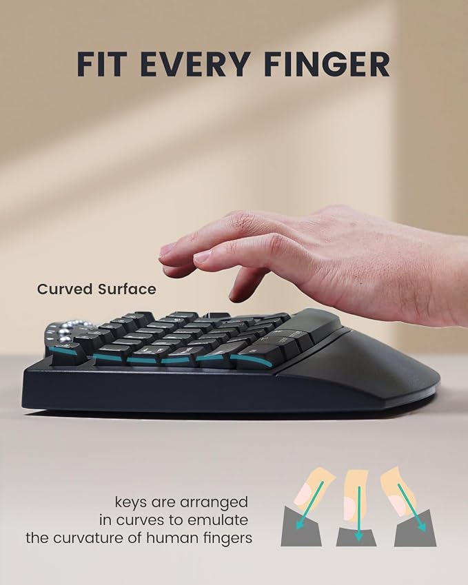 Perixx PERIBOARD-512B Wired Ergonomic Keyboard - Split Keyboard, Wrist Rest, Natural Typing - Wired USB Connectivity - US English - Black