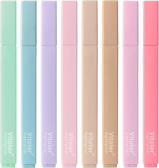 Highlighters, 8 Pack Aesthetic Highlighters, Assorted Colors, Chisel Tip, No Bleed Bible Highlighter Pastel for Journaling Office School Bible Study Supplies
