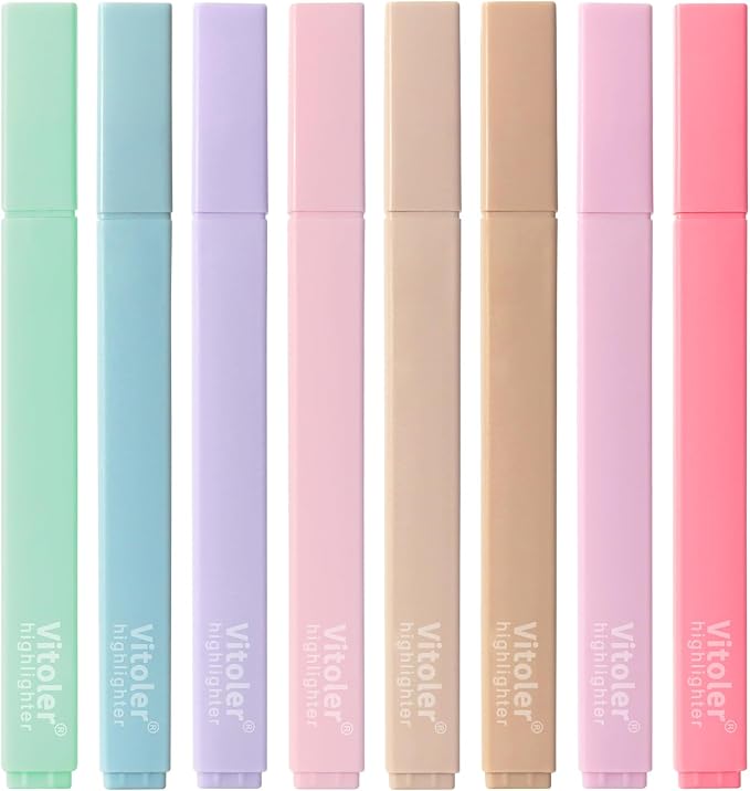 Vitoler Bible Highlighters Assorted Colors,8 Pack,Soft Chisel Tip | cute bright colol,long lasting for bible study,Journaling Planner Notes School Supplies