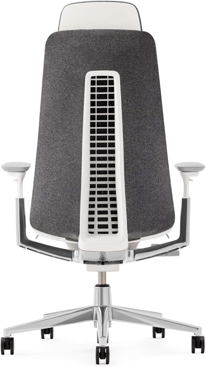 Haworth Fern Executive Office Chair Without Lumbar Support, Adjustable Desk Computer Chair with Digital Knit Finish and Adjustable Headrest for Home Office Furniture, Heathered Grey