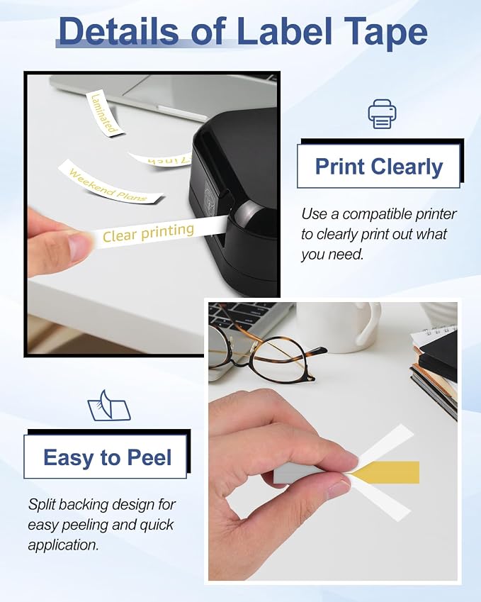 5 Pack Compatible with P-Touch TZe-234 AZE-234 TZ-234 Gold on White 12mm 0.47'' Laminated Label Tape Replacement for Ptouch PT-H100 PT-D200 D210 D400 PT-P700 PT-1000 PT-2030 Label Maker