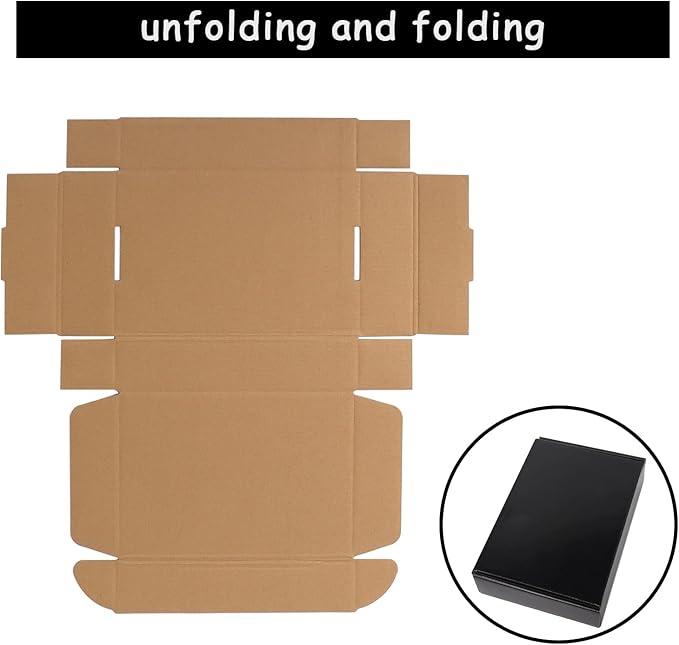 EXYGLO Shipping Cardboard Boxes for Small Business, Packing and Mailing, 9x6x2 - Pack of 25, Black
