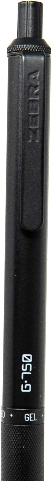 Zebra Pen – STEEL Series Premium Gel Pen – G-750 Retractable, 0.7mm Medium Point Black Ink, Rapid Dry Ink, Comfort Knurled Grip, Black Brass Barrel, Refillable, Japanese Craft Detail, 1-Pack (49811)