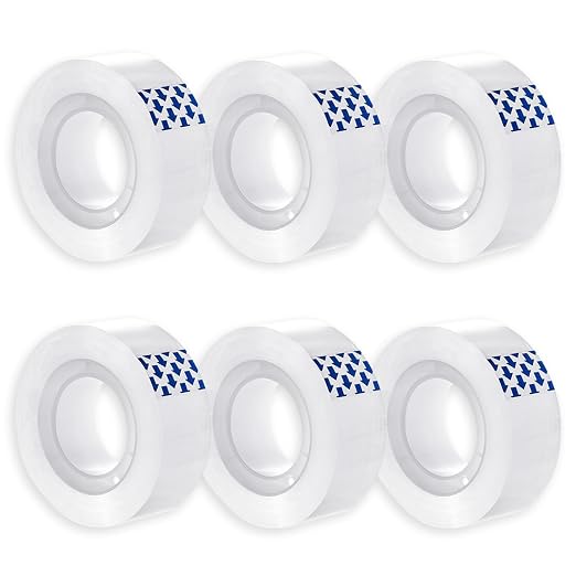 6 Rolls Clear Tape, Transparent Tape Refills for Dispenser | 1 Inch Core,3/4 x 1000 Inches per roll,Strong Adhesive for Gift Wrapping, Office, School, Home, Desk Supplies & Crafts