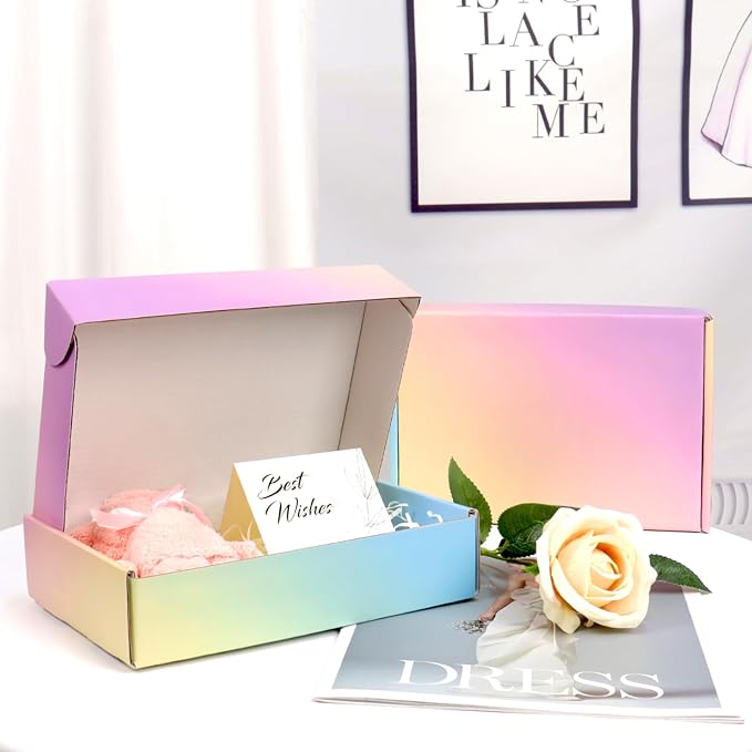 10x8x2 Shipping Boxes Medium, 40 Pack Colorful Corrugated Cardboard Mailer Boxes for Small Business, Mailing, Packaging