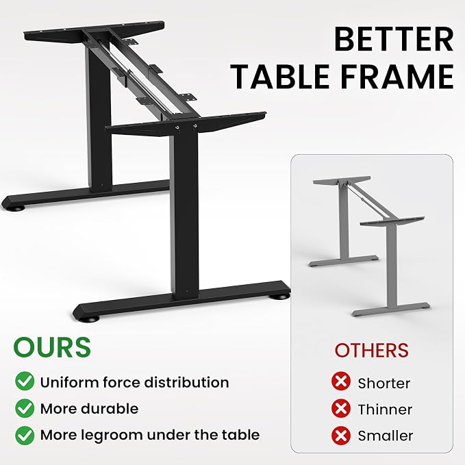 Veken 63" x 28" Super Large Standing Desk, Conference Room Tables, Black | Height Adjustable Electric Computer Desk, Sit to Stand Up, Modern Workstation for Home Office, Writing, Gaming Study