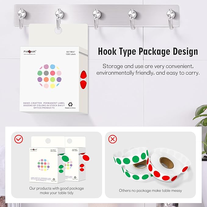 PARLAIM 1/2" Circle Dot Stickers 2 Rolls Pack 2000 Color Coded Labels for Home Commerce Business, Red + Green