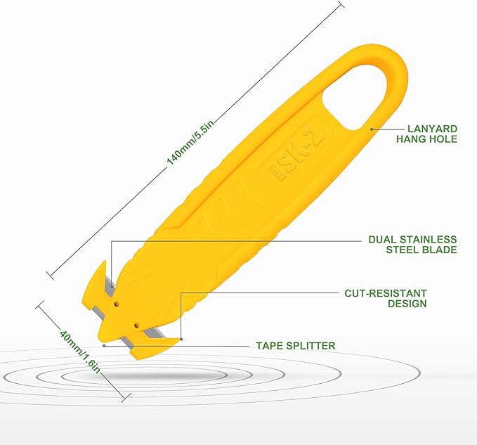 Box Cutter Safety Knife T TOVIA 100 Pcs Utility Cutter and Package Opener with Recessed Concealed Stainless Steel Blade for Household, Workshop, Warehouse