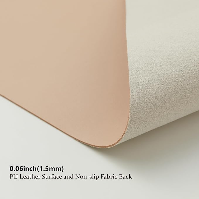 Leather Desk Mat - Non-Slip PU Desk Pad for Office and Home - Desk Organization and Accessories - Ideal for Large Mouse Pad and Desk Mats on Top of Desks (Apricot,31.5"x 15.7")