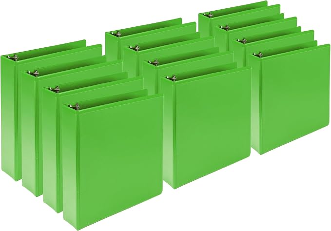 Samsill Plant-Based 2 Inch Durable Round Ring, View Binder, Eco-Friendly, USDA Certified Biobased, 12-Pack, Lime Green