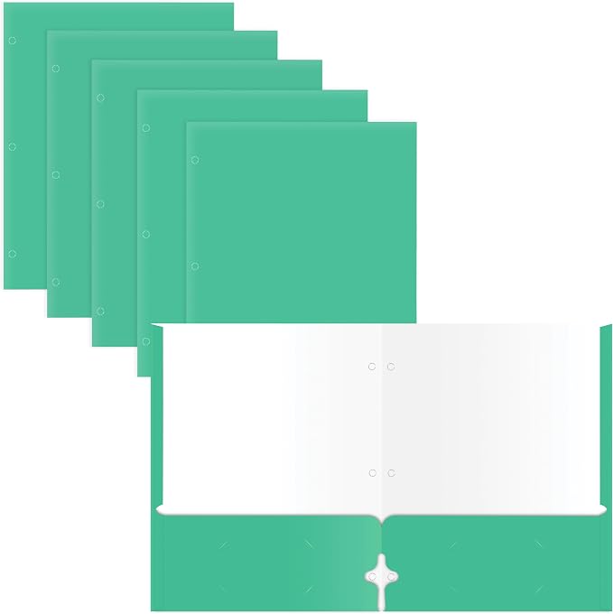 2 Pocket Portfolio Folders, 25 Pack, Trendy Cool Colors, Fits Letter Size Paper, for School, Office, Home, Matte Finish (Mint Green)