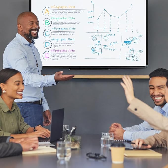 XIWODE 72"x36" Large Presentation Whiteboard, Magnetic Dry Erase Board Black Aluminum Frame Wall-Mounted with Long Pen Tray for Office Conference School