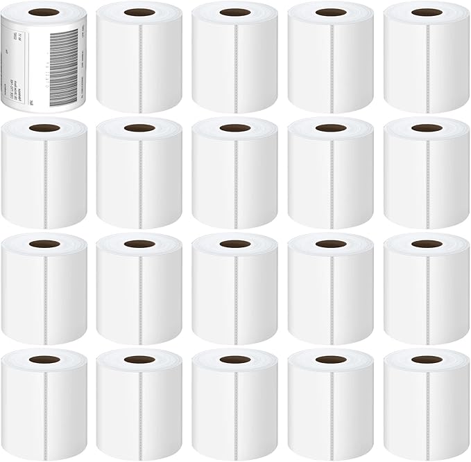 4x6 Thermal Labels 20 Rolls - 5000 Labels, Industrial Labels Direct Thermal Perforated Postage Shipping Label for Rollo, Zebra, MUNBYN and Polono Thermal Printer (NOT for DYMO)
