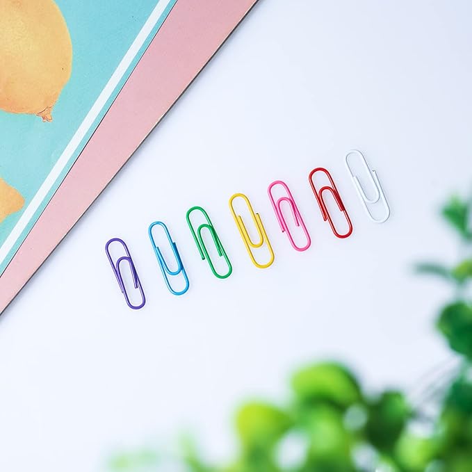 200 Colorful Paper Clips, 28mm - Reusable for School, Office, Folders, Bookmarks, DIY Albums