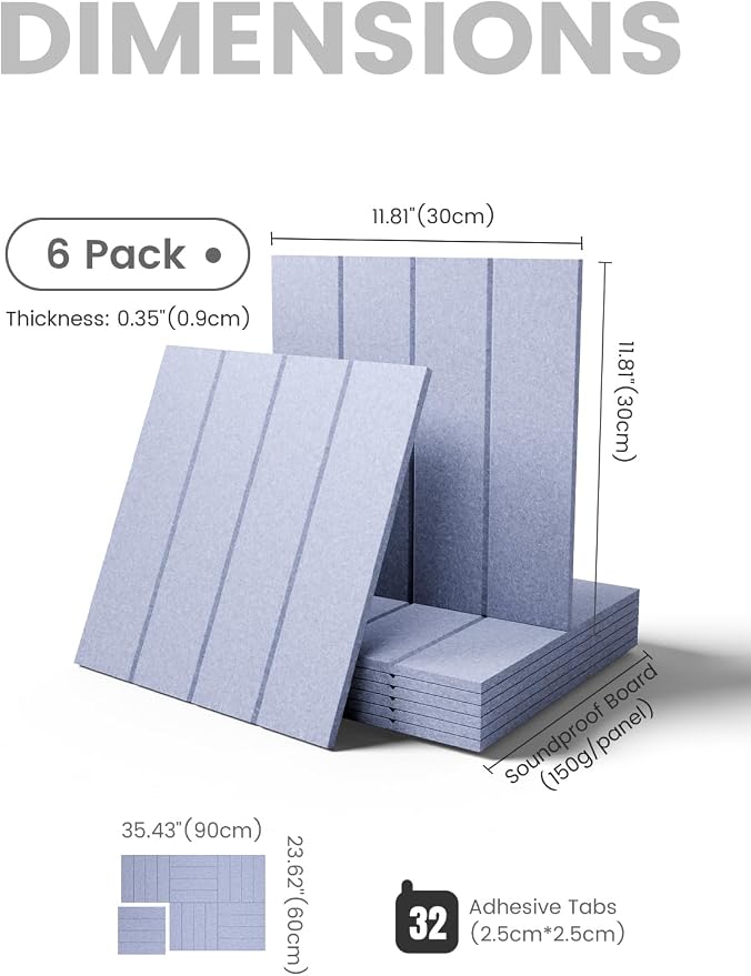 Fluxynara Felt Bulletin Board & Cork Board Alternative, Soft Periwinkle | 36" x 24" Pin board, Removable Adhesive Tabs, Easy Install Without Wall Damage, For Home Office Decor