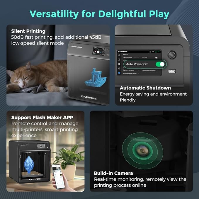 FLASHFORGE AD5M Pro 3D Printer 600mm/s High Speed & Precision, Full-Auto Calibration with 0.4&0.6mm Nozzle Bundle, CoreXY Structure & Auxiliary Chamber Cooling, ≤50 dB Quite Printing Camera Printers