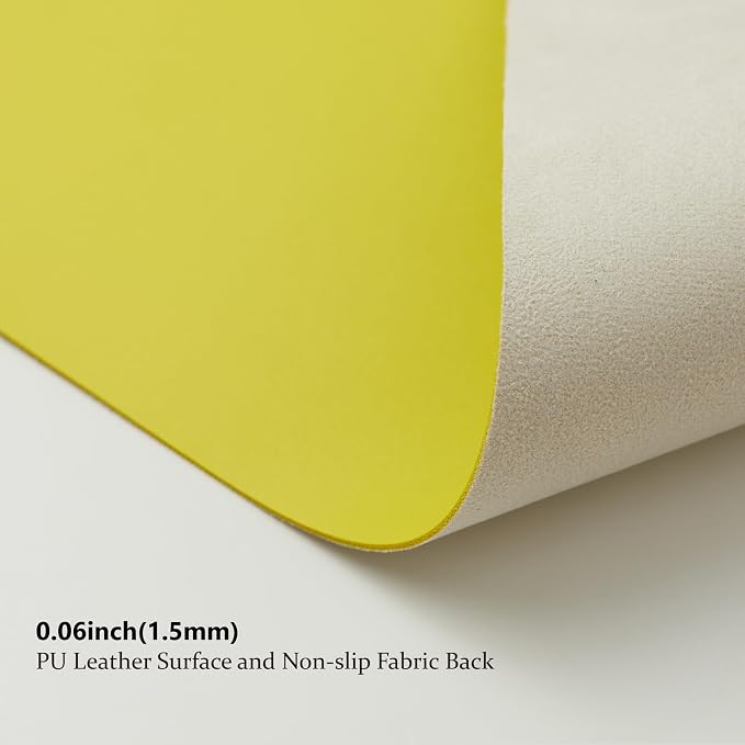 Large Desk Mat - 47.2"x 17" Non-Slip PU Desk Pad for Office and Home - Ideal for Large Mouse Pad and Desk Mats on Top of Desks(Lemon Yellow)