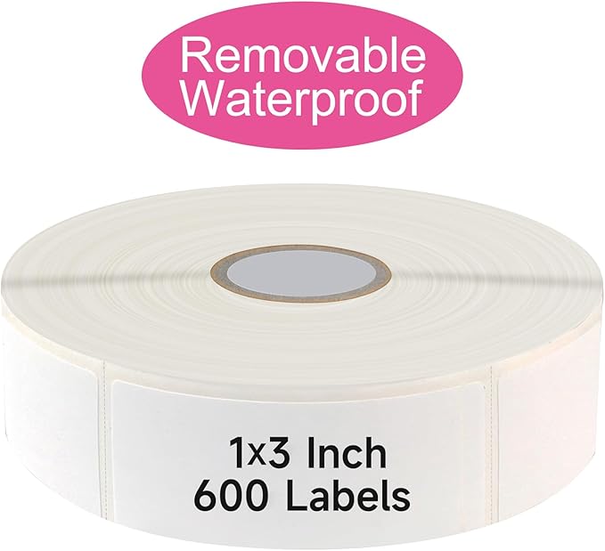 600 Blank Removable Freezer Labels with Perforation Line for Easy Distribution and Use. Waterproof and Oil-Resistant, Suitable for Food Containers, Jars, and Kitchen Organization.(1 "x 3")