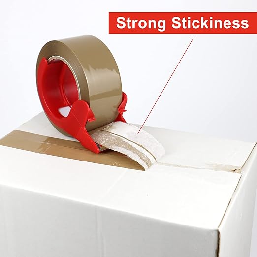 BOMEI PACK Heavy Duty Brown Packing Tape with Dispenser, 2.6 mil, 1.88 inch x 110 Yards (3 Pack), Total 330Y, Brown Tape Refills for Shipping, Mailing, Moving & Storage