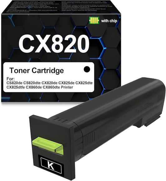 Compatible with Lexmark 72K10K0 CS820 CX820 CX825 CX860 Black Toner Cartridge for CX825de CX820dtfe CX825dte CX820de CX825dtfe CS820de CS820dtfe CS820dt CS820 CX820 CX825 CX860 Printers (1Pack)
