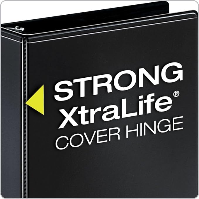 Cardinal 3 Ring Binder, 1 Inch Performer ClearVue Binder, Round Rings, 225-Sheet Capacity, Customizable ClearVue Covers, PVC-Free, Black (67225)