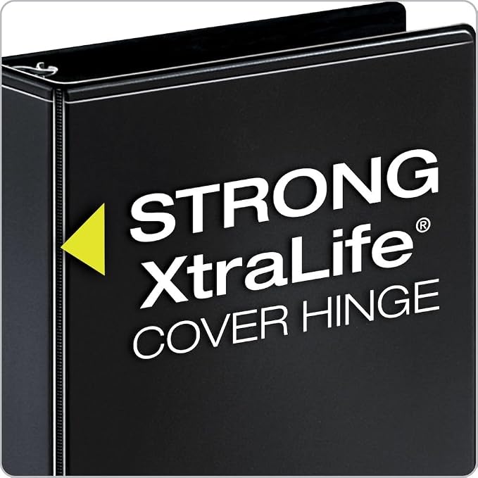 Cardinal 3 Ring Binder, 1 Inch Performer ClearVue Binder, Round Rings, 225-Sheet Capacity, Customizable ClearVue Covers, PVC-Free, Black (67225)