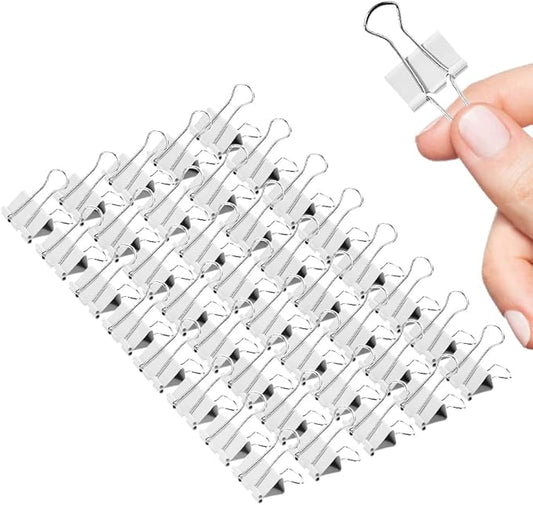 Small Binder Clips, 40 Pack, 3/4 Inch, Standard 19mm, White, Capacity 0.31 Inch, Mini Paper Clips, Fold Clamp, Office and School Supplies