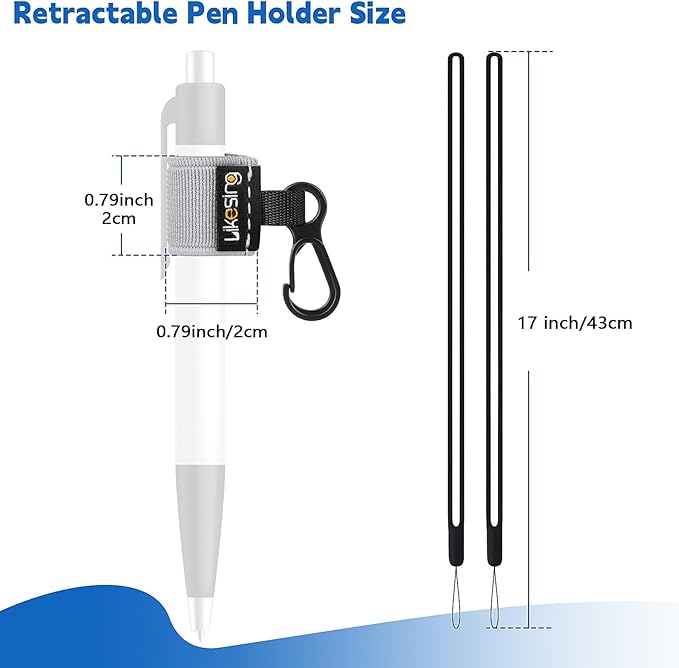 Pen Holder for Lanyard, Portable Elastic Retractable Pencil Holder with Silicone Lanyard Around Neck, Pen Leash for Nurses, Teachers, Waitres, Carpenters, Construction Workers(Dark-colored)