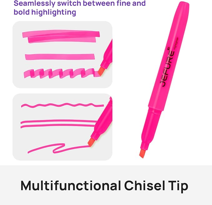 36 Pcs Highlighters, Chisel Tip, Quick Dry, Pink | Highlighters for Studying, Note-Taking, School, College, Office, Teacher & Student Supplies