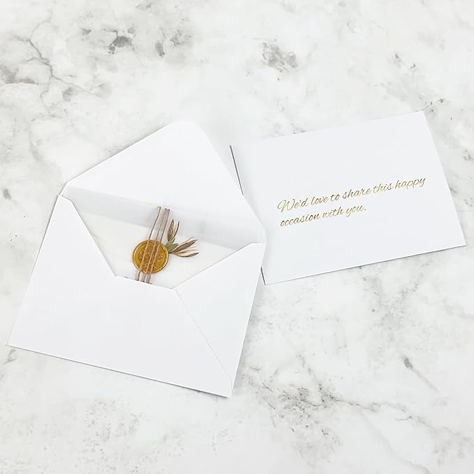 YINUOYOUJIA 50 PCS White Specialty Paper Envelopes A7, 5 x 7 Envelopes for Invitation, Great for Wedding Invitation Cards, Photos,Perfect for Birthday, Baby Shower, Graduation, Christmas