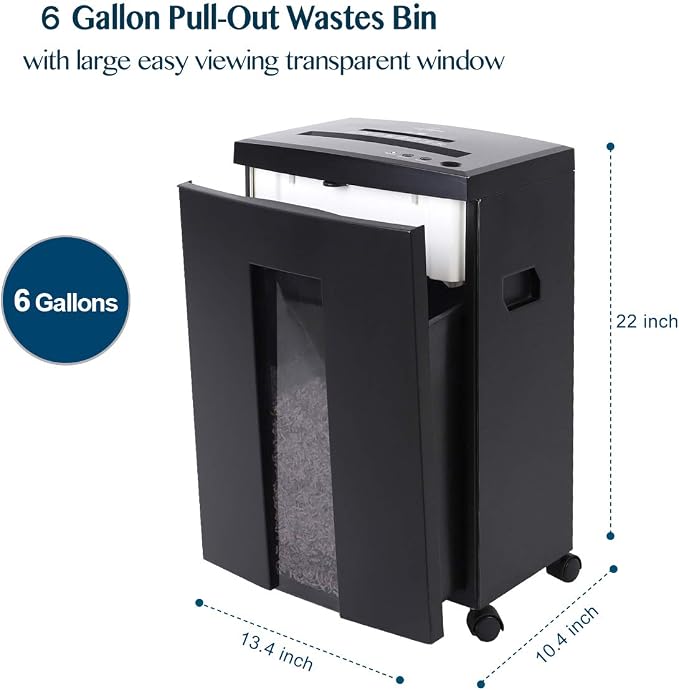 WOLVERINE SD9112 P5 Super Micro Cut Shredder, 10Sheet 60Min 6Gal 54dB Black | P-5 Super Micro Cut | 2×12mm | 10-Sheet | 60Min | 54dB | 6Gal | Shreds CD+Cards | ETL Certified | 1-Year Warranty