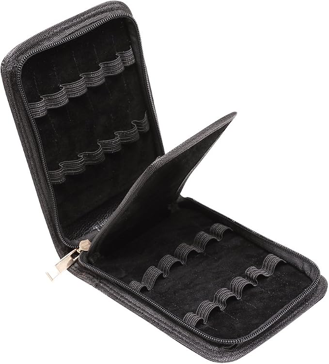 Topoomart Fountain Roller Ball Pen Case Holder PU Leather Bag for 12 Pens Black