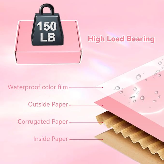6x4x1.6 Pink Shipping Boxes for Small Business, 50 Pack Small Shipping boxes, Corrugated Cardboard Boxes for Shipping Packing