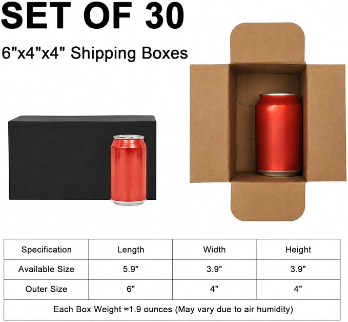 6x4x4 Small Shipping Boxes, 30 Pack Black Cardboard Mailer Box, Gift Boxes for Packaging Small Business