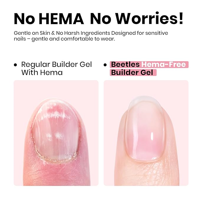 Beetles Builder Gel for Nails HEMA-Free,0.5 oz 8 in 1 Jelly Pink Building Gel,for Sensitive Nails Strengthening & Building Nail Apex,UV & LED Lamp Cured,DIY Salon at Home for Beginners Women