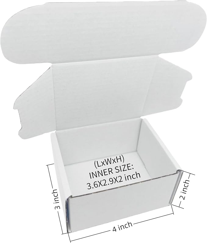 4x3x2 Inches White Corrugated Cardboard Shipping Boxes Set of 2 | Small Mailer Boxes for Business Packaging Mailing , For Business Packaging, For Mailing