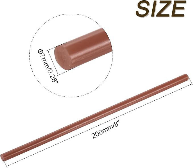 uxcell 30pcs 7mm x 200mm Full Size Hot Glue Gun Sticks 8-inch x 0.27-inch High Sticky Small Hot Glue Sticks for Glue Gun, Brown