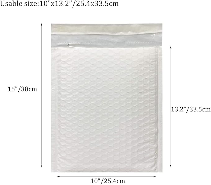 25pcs 10x13 Inch Poly Bubble Mailers Padded Envelopes Bubble Lined Poly Mailer Self SeaL Bubble Envelopes Bags（White）for Shipping, Mailing, Packing