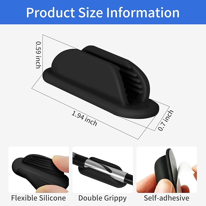 6 Pcs Adhesive Pencil Holders for Desk,Pen Organizer for Office Home | Silicone Pen Holder,Upgraded Sticky Pads,Perfect for teachers, classrooms, offices & home